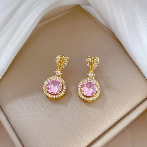 Xiyanike-Ensemble De Bijoux En Acier Inoxydable Sion L Pour Femmes, Boucles D'oreilles En Cristal De Coeur Rose, Collier, Accessoires De Mariage, Nouveauté