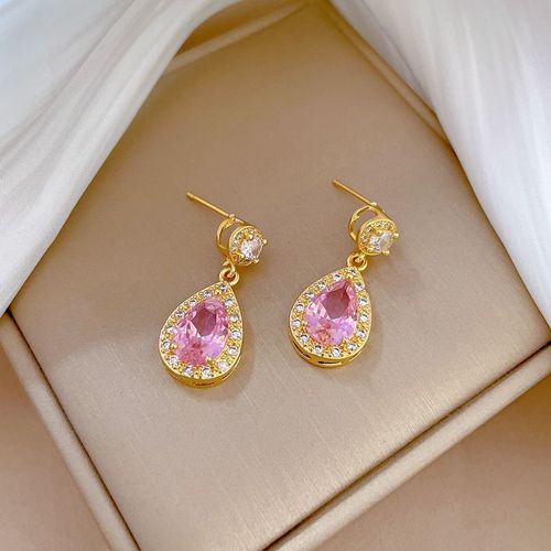 Xiyanike Sion L-Ensemble De Bijoux En Acier Inoxydable Pour Femme, Goutte D'eau Rose, Boucles D'oreilles, Collier, Nouvelle Tendance, Accessoires, Cadeau