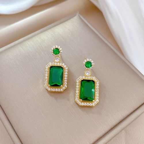 Xiyanike-Ensemble De Bijoux Sion L En Acier Inoxydable Pour Femme, Boucles D'oreilles, Collier, Vert, Carré, Accessoires Tendance, Cadeau De Ix, Nouvelle Collection