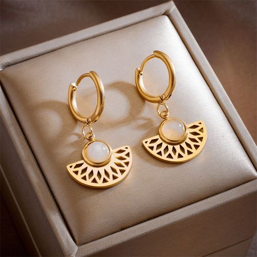 Xiyanike-Boucles D'oreilles Sion L En Acier Inoxydable Pour Femme, Pendentif En Or Demi-Cercle, Bijoux Exquis, Nouvelle Tendance, Blanc