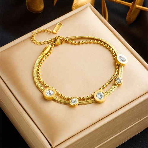 Xiyanike-Bracelet En Acier Inoxydable Pour Femme, Pendentif Rond Blanc, Double Joaccessoires, Bijoux Simples, Cadeau, Sion L