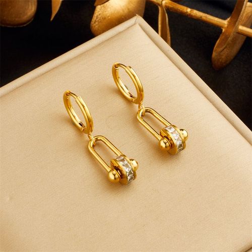 Xiyanike-Boucle D'oreille Dorée En Acier Inoxydable Sion L, Pendentif Blanc En Forme De U, Accessoires Pour Femmes, Bijoux Cadeaux Exquis