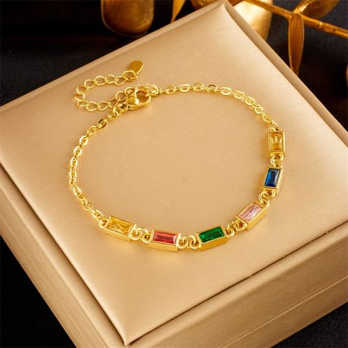 Xiyanike-Bracelet En Acier Inoxydable Sion L Pour Femme, Carré Coloré, Accessoires Pendentif, Breloque, Bijoux Cadeaux De Noël