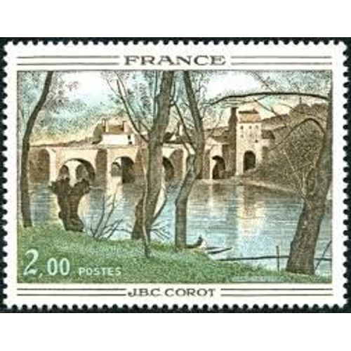 Art : "Le Pont De Mantes" Oeuvre De Camille Corot Année 1977 N° 1923 Yvert Et Tellier Luxe