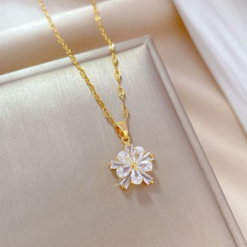 Xiyanike-Ensemble De Bijoux En Acier Inoxydable Sion L Pour Femme, Fleur Blanche, Boucle D'oreille En Cristal, Collier, Accessoire De Mode, Cadeau De Mariage