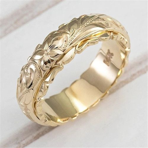 Glamour Déclaration Femmes Rose Sculpture Motif Bague De Mode Plaqué Or Fleur Anneaux De Mariage Bijoux De Fiançailles Accessoires De Mariage Cadeaux D'anniversaire
