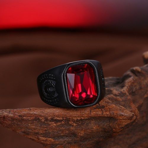 Bagues Punk Adren's Pour Hommes, Grenat Noir Gothique, Bijoux Glamour Pour Adolescents, Accessoires Hip Hop Pour Hommes, Cadeaux Pour Travailleurs, Mode De Personnalité