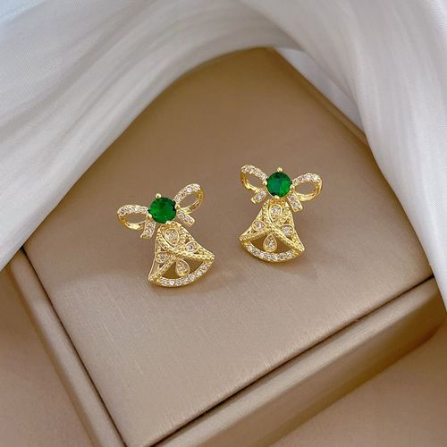 Xiyanike-Ensemble De Bijoux En Acier Inoxydable Pour Femme, Boucles D'oreilles Et Collier, Cadeau De Ix, Noeud Cloche Verte, Sion L