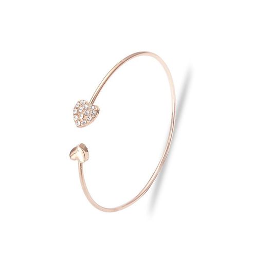 Bracelet En Forme De Coeur De Diamant De Mode Coréenne Pour Les Femmes Ouvrant Le Bracelet Plaqué Or Bijoux De Bracelet De Coeur De Pêche Double