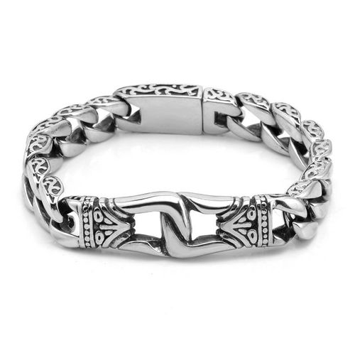 Personnalité Hip-Hop Européenne Et Américaine Hommes Totem Plaqué Argent Portrait Bracelet Mode Rétro Motif Chaîne Bracelet Fête Jeunesse Bijoux Accessoires Cadeau D'anniversaire