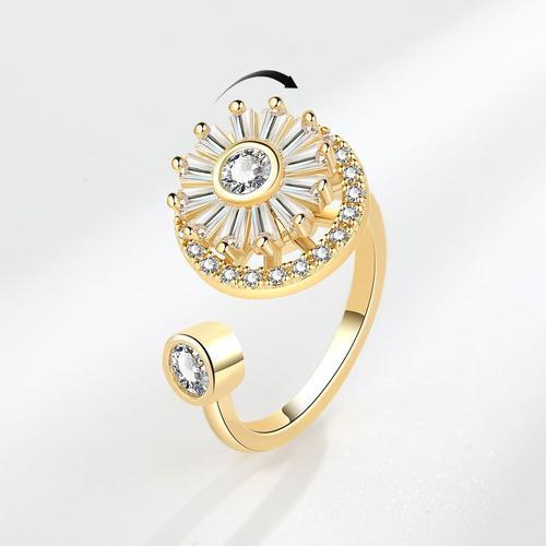 Exquise Mode Petite Bague De Fleur De Chrysanthème Froissée Pour Les Femmes Créative 360 ° Rotatif Libération Stress Anxiété Bijoux Cadeau D'anniversaire Pour Les Membres De La Famille Pour Les Mères