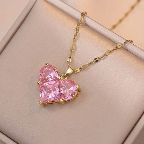 Boucles D'oreilles Et Collier En Argent S925 Pour Femme, Ensemble De Bijoux En Cristal Rose Love, Style Sweet Ins, Cadeau Du Jour De Léon Pour Petite Amie