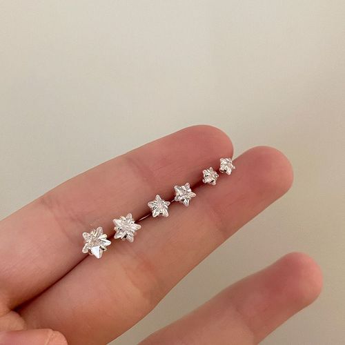 Ensemble De Boucles D'oreilles En Acier Inoxydable Pour Hommes Et Femmes, Petits Clous Minimalistes, Piercing Étoile, Bijoux En Cristal, 4mm, 5mm, 6mm
