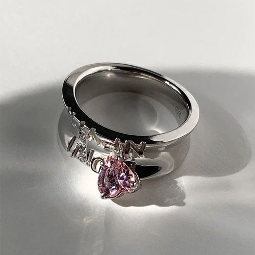 Bague En Pierre Précieuse En Métal Cassé Pour Femme, Croix Sur Le C¿Ur, Bague Ouverte Punk, Rose, Bijoux À La Mode, Tendance Pour Egirl, Y2k, 2022
