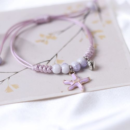 Bracelet Tressé Violet Créatif Pour Femme, En Céramique, Perle Étoile De Mer, Cadeaux De Remise De Diplôme, Bijoux Pour Étudiant