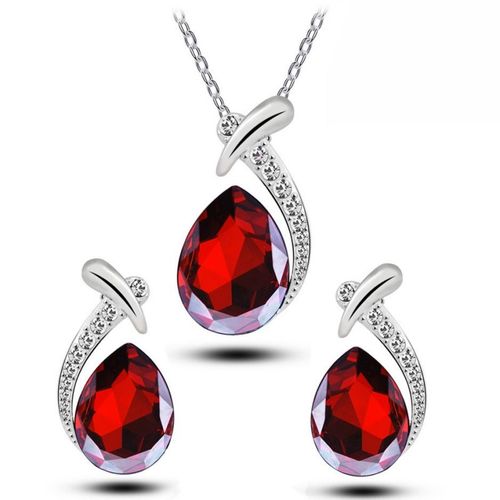 Ensemble De Bijoux En Cristal En Forme De Goutte Classique Ins Européen Et Américain Pour Les Femmes Élégantes Dame Mariée Mariage Dîner Collier Boucles D'oreilles 2 Pièces Ensemble Cadeau D'anniversa