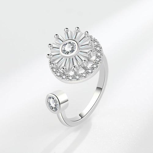 Exquise Mode Petite Bague De Fleur De Chrysanthème Froissée Pour Les Femmes Créative 360 ° Rotatif Libération Stress Anxiété Bijoux Cadeau D'anniversaire Pour Les Membres De La Famille Pour Les Mères