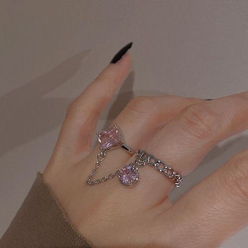 Bagues Géométriques Glamour Pour Femme, Rose, Incrusté De Zwords, Bijoux De Ixà La Mode, Cadeau Surprise Pour Petite Amie, Livraison Directe