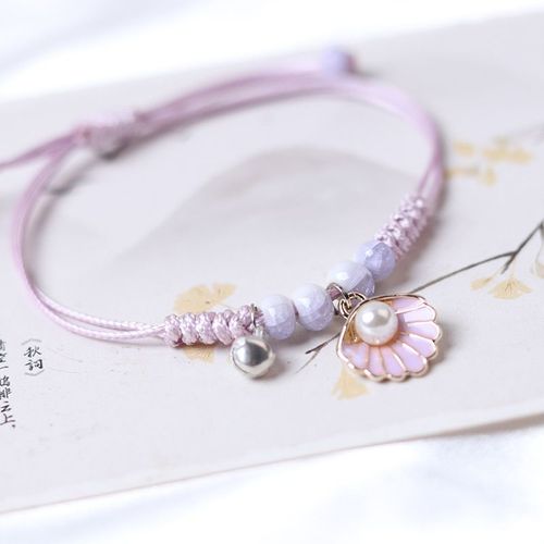 Bracelet Tressé Violet Créatif Pour Femme, En Céramique, Perle Étoile De Mer, Cadeaux De Remise De Diplôme, Bijoux Pour Étudiant