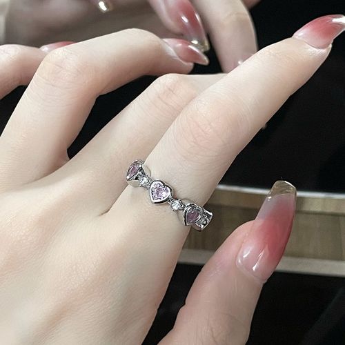 Bagues Coeur Irrégulières En Cristal Rose Pour Femmes, Bijoux De Fête Créatifs, Amour En Opale, Ouvert, Brillant, Y2k