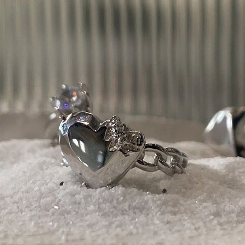 Bague En Pierre Précieuse En Métal Cassé Pour Femme, Croix Sur Le C¿Ur, Bague Ouverte Punk, Rose, Bijoux À La Mode, Tendance Pour Egirl, Y2k, 2022
