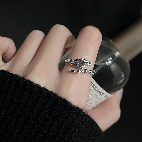 Bague En Opale Irrégulière En Métal Argenté Vintage Pour Hommes Et Femmes, Ouverture De Couple, Bijoux Esthétiques Y2k, Livraison Gratuite