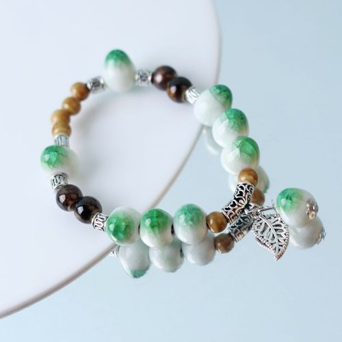 Bracelet Ou Collier De Perles En Céramique, Chakra Du Bouddhisme Tibétain, Breloque Mala De Guérison
