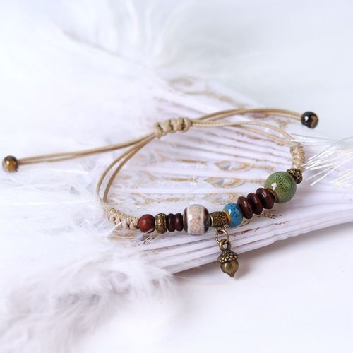 National Wind Dominoring Prairie Wenci- Bracelets En Céramique Pour Femmes, Glaçure À Haute Température, Bibelots Faits À La Main, Mode