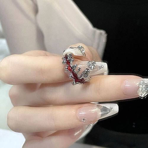 Bague Démon Épine Rouge Pour Couples, Robe De Soirée Hip Hop Gothique, Accessoires De Bijoux Rétro, Harajuku, Offre Spéciale