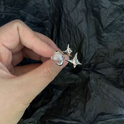 Bagues En Alliage D'argent Avec Perle Noire Pour Hommes Et Femmes, Matiques Punk, Bijoux Vintage Pour Documents, Cadeaux De Fête Des Travailleurs