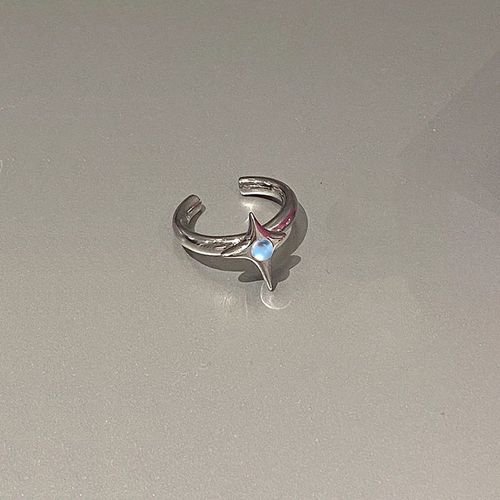 Bague Étoile En Opale, Croix Irrégulière, Anneau Étoile En Pierre Naturelle Pour Femmes Et Hommes, Bague De Couple En Pierre De Lune Géométrique, Bijoux Unisexe