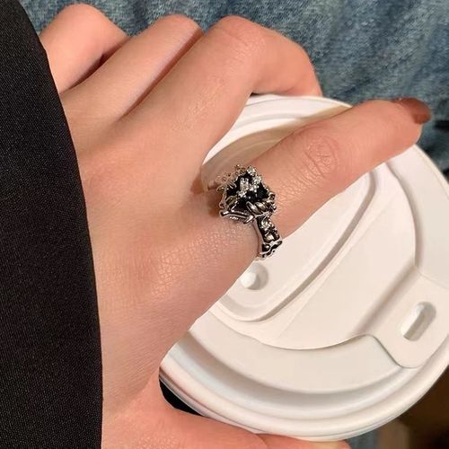 Bague Ouverte Grande Croix Noire Vintage Pour Hommes Et Femmes, Bijoux De Fête, Bague En Métal Chimgothic, Document, 1 Pièce