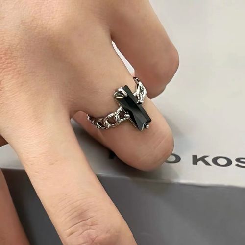Bague Ouverte Grande Croix Noire Vintage Pour Hommes Et Femmes, Bijoux De Fête, Bague En Métal Chimgothic, Document, 1 Pièce