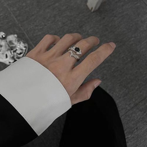 Bague Ouverte Grande Croix Noire Vintage Pour Hommes Et Femmes, Bijoux De Fête, Bague En Métal Chimgothic, Document, 1 Pièce