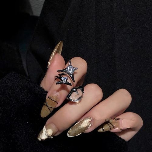 Bague En Opale Irrégulière En Métal Argenté Vintage Pour Hommes Et Femmes, Ouverture De Couple, Bijoux Esthétiques Y2k, Livraison Gratuite