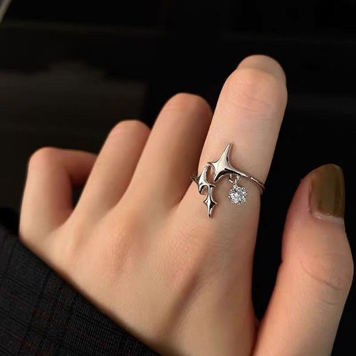 Bague En Opale Irrégulière En Métal Argenté Vintage Pour Hommes Et Femmes, Ouverture De Couple, Bijoux Esthétiques Y2k, Livraison Gratuite