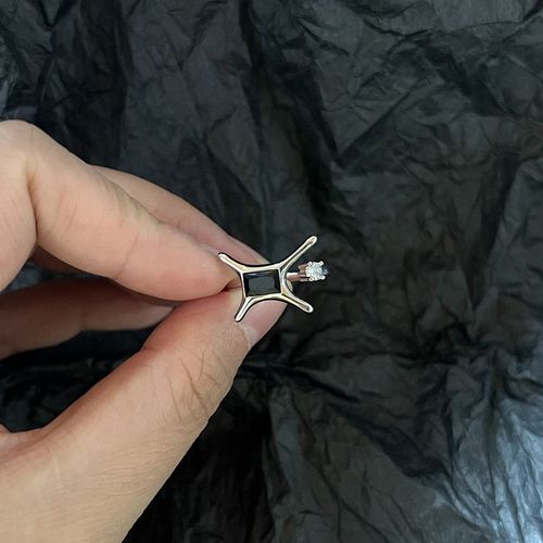 Bagues En Alliage D'argent Avec Perle Noire Pour Hommes Et Femmes, Matiques Punk, Bijoux Vintage Pour Documents, Cadeaux De Fête Des Travailleurs
