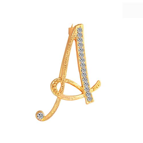 Broche Lettre Clip Pour Femme, Broches En Métal Plaqué Argent, Strass, Col De Chemise Trempé