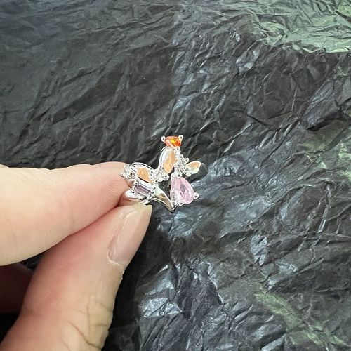 Bagues Coeur D'amour En Cristal Rose Pour Femmes, Bague D'ouverture Inhabituelle Géométrique Créative, Cadeau De Fête Vintage, Bijoux Y2k, Tendance Punk