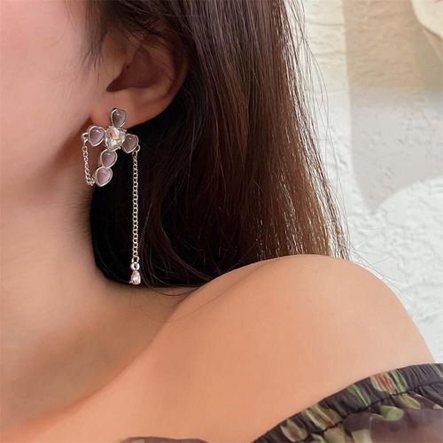 Boucles D'oreilles Pendantes À Long Pompon Rose Pour Femme, Pendentif Coeur D'amour, Étoile Et Papillon, Bijoux Y2k Pour Fille Cool, Esthétique Des Années 2000