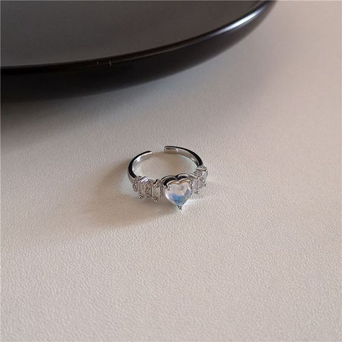 Bague Coeur Papillon En Cristal Bleu Pour Femme, Bague Ouverte Créative, Bijoux Y2k, Opale Bleue, Géométrique Brillante, Zunderes