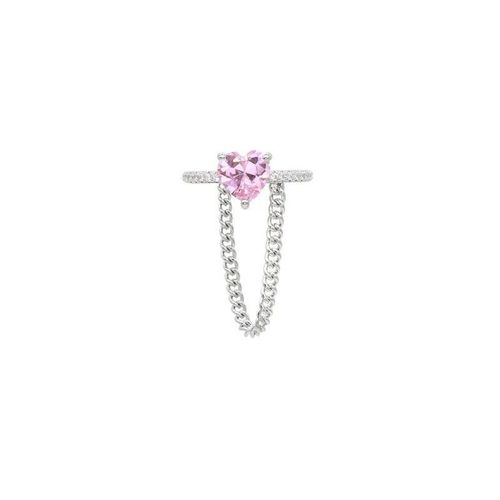 Bague En Cristal Rose Avec C¿Ur Irrégulier Pour Femme, Bague Ouverte Créative Avec Opale Bleue, Bijoux Y2k Géométriques Brillants