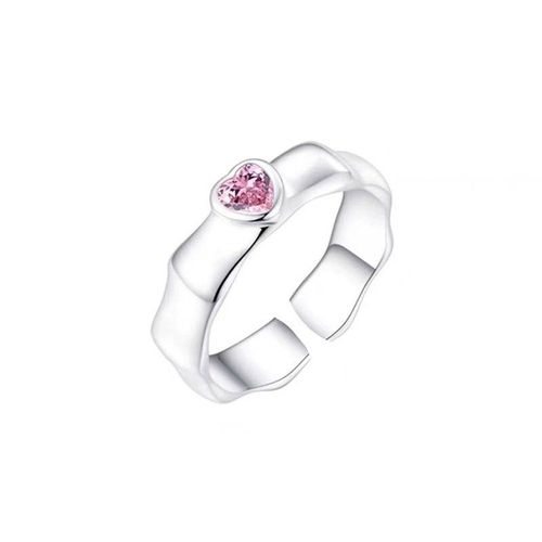Bague En Cristal Rose Avec C¿Ur Irrégulier Pour Femme, Bague Ouverte Créative Avec Opale Bleue, Bijoux Y2k Géométriques Brillants