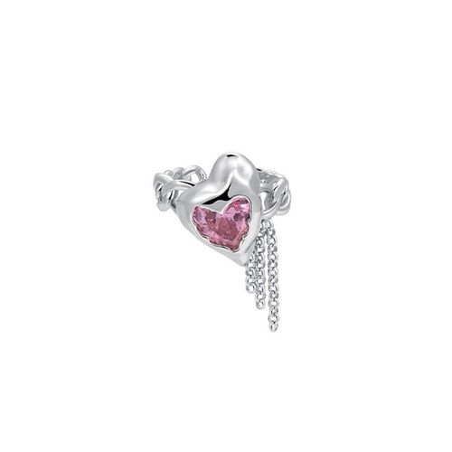 Bague En Cristal Rose Avec C¿Ur Irrégulier Pour Femme, Bague Ouverte Créative Avec Opale Bleue, Bijoux Y2k Géométriques Brillants