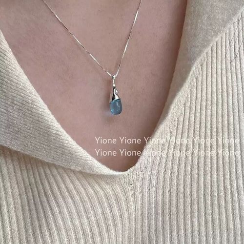 Jolis Bijoux En Cristal Bleu Plaqué Argent Pour Femme, Goutte D'eau Simple, Clavicule De Tempérament, Pendentif, Colliers De La Présidence, Xl053