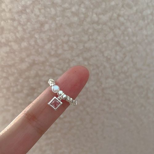 Bague En Argent Réglable Avec Ouverture En Forme De C¿Ur Pour Femme, Bijoux De Mariage Romantique, Cristal Rose Cz, Cadeaux D'amour Mignons