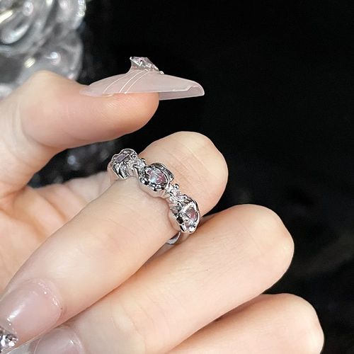 Bagues Gothiques En Cristal Noir Unisexe, Anneau Ouvert En Pierre Ronde Sombre De Lave, Grunge Punk Hip Hop, Bijoux De Fête