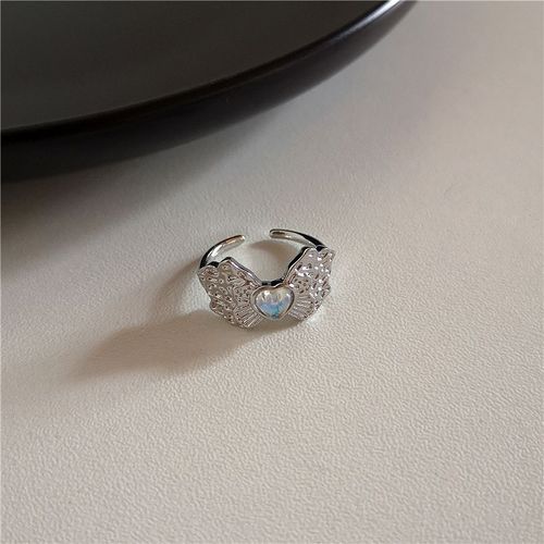 Bague Coeur Papillon En Cristal Bleu Pour Femme, Bague Ouverte Créative, Bijoux Y2k, Opale Bleue, Géométrique Brillante, Zunderes
