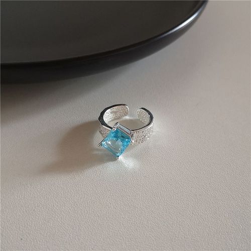 Bague Coeur Papillon En Cristal Bleu Pour Femme, Bague Ouverte Créative, Bijoux Y2k, Opale Bleue, Géométrique Brillante, Zunderes