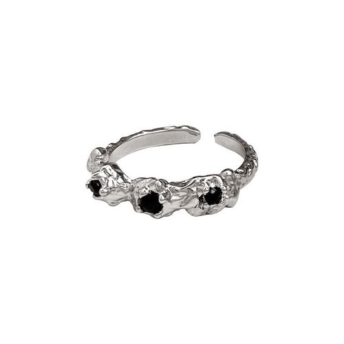 Bague Ouverte En Cristal De Lave Pour Femme, Document Argenté Vintage, Tendance Ins, Douce, Élégante, Faite À La Main, Mode Hip-Hop, Accessoires De Fête
